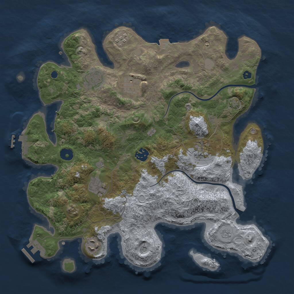 Rust Map: Procedural Map, Size: 3450, Seed: 5468765, 13 Monuments
