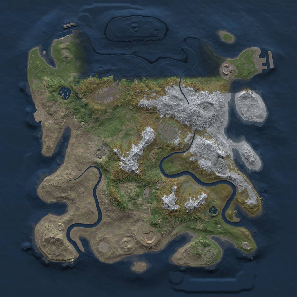 Rust Map: Procedural Map, Size: 3500, Seed: 1864471720, 11 Monuments