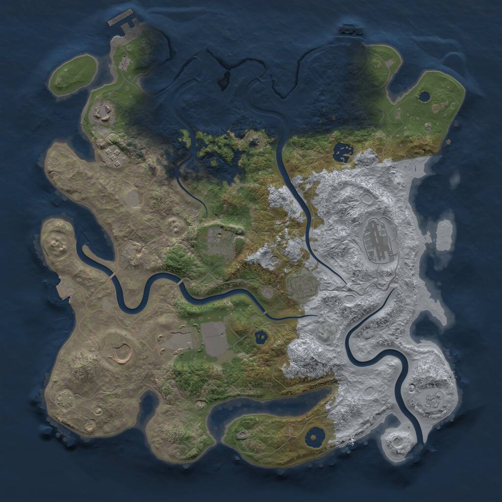 Rust Map: Procedural Map, Size: 3750, Seed: 1240315276, 14 Monuments
