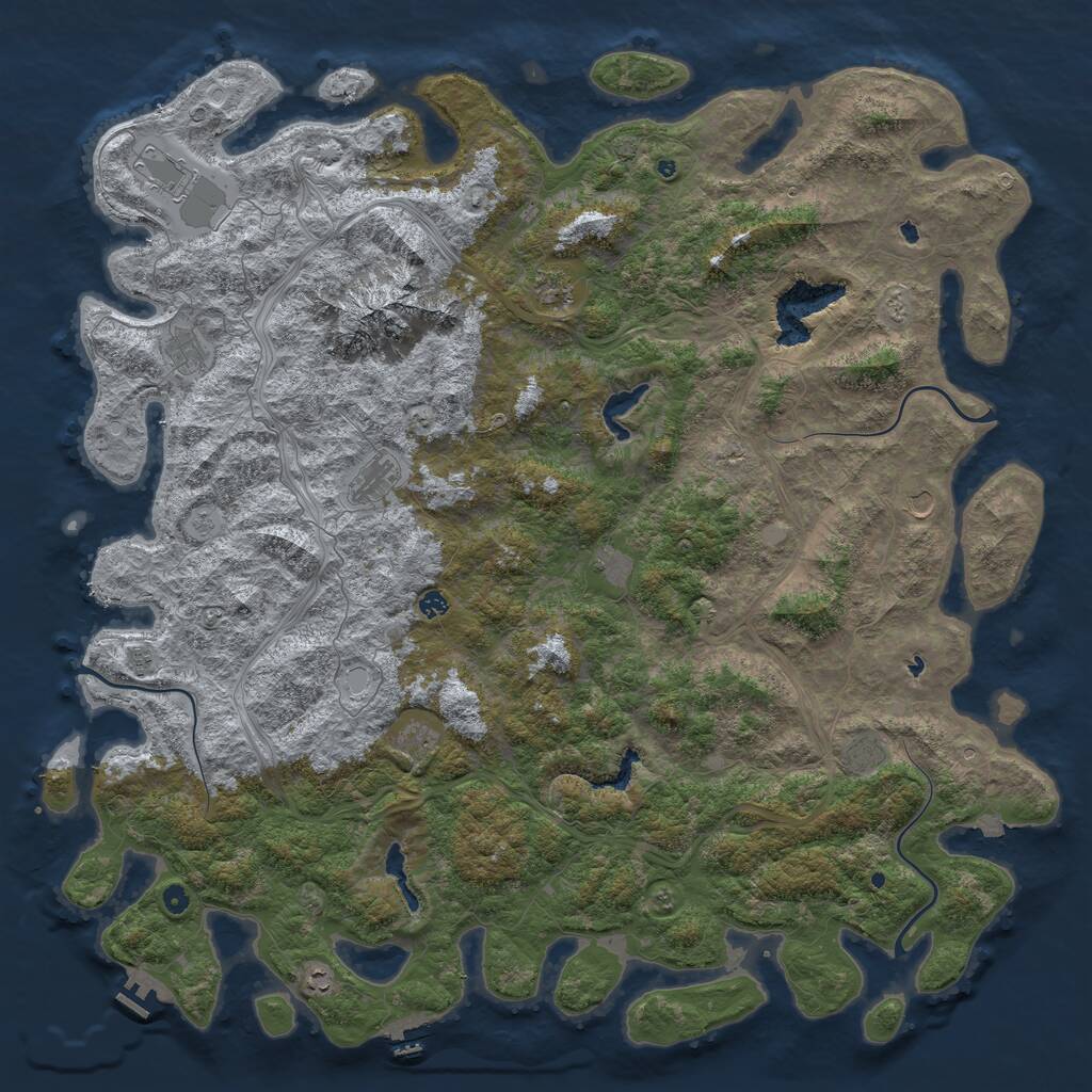 Rust Map: Procedural Map, Size: 6000, Seed: 241199, 17 Monuments