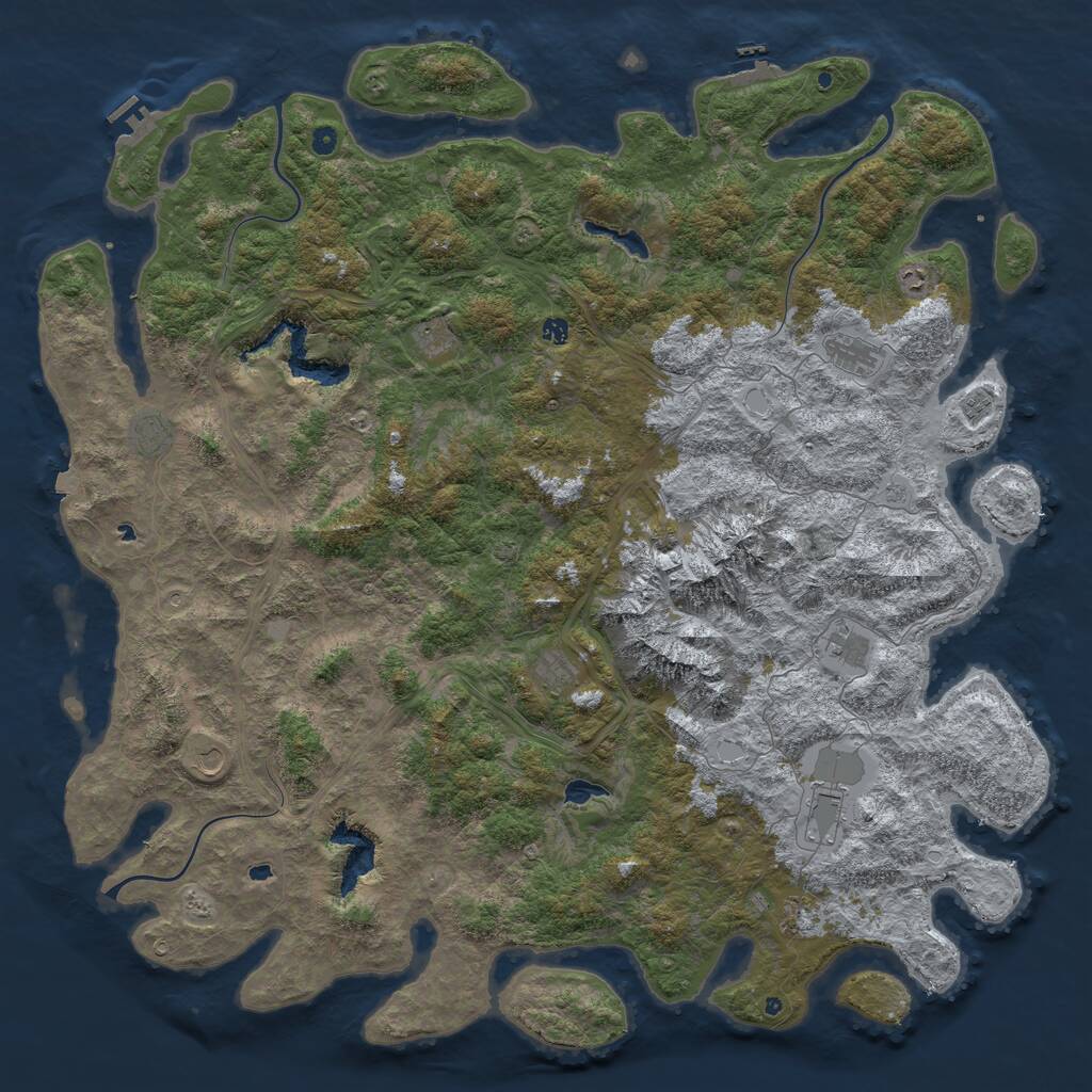 Rust Map: Procedural Map, Size: 6000, Seed: 44737347, 17 Monuments