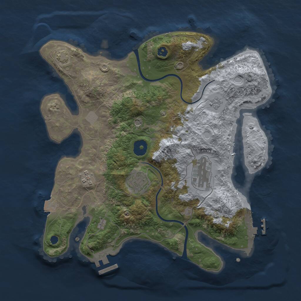 Rust Map: Procedural Map, Size: 3000, Seed: 390764, 9 Monuments