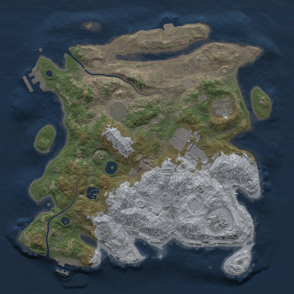 Rust Map: Procedural Map, Size: 3500, Seed: 109479601, 11 Monuments