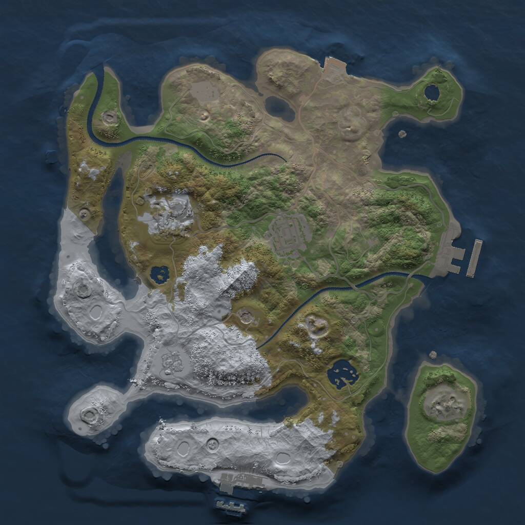 Rust Map: Procedural Map, Size: 2750, Seed: 461906356, 8 Monuments