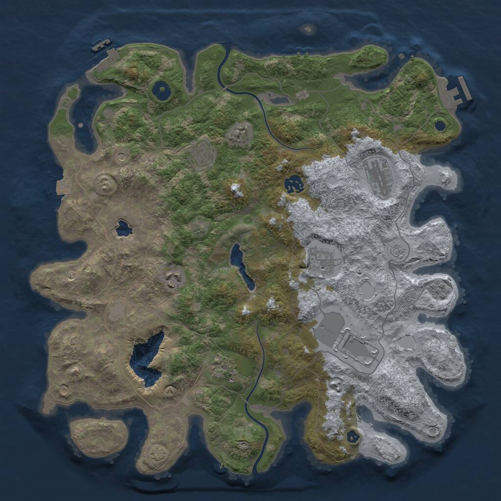 Rust Map: Procedural Map, Size: 4000, Seed: 743789, 14 Monuments
