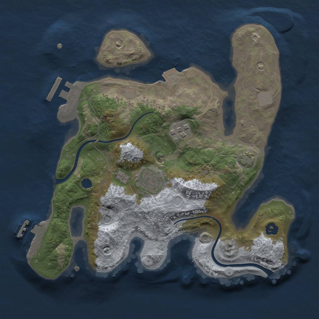 Rust Map: Procedural Map, Size: 2500, Seed: 38567, 7 Monuments