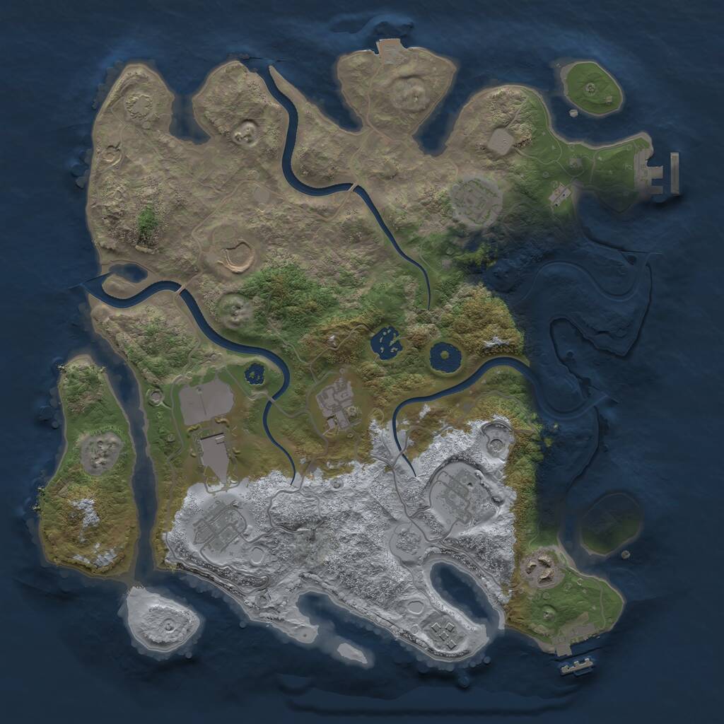 Rust Map: Procedural Map, Size: 3500, Seed: 2146421644, 15 Monuments