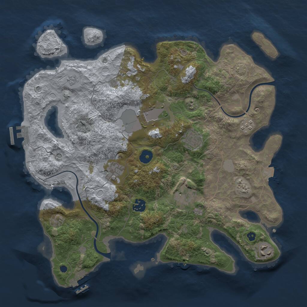 Rust Map: Procedural Map, Size: 3500, Seed: 9345076, 13 Monuments