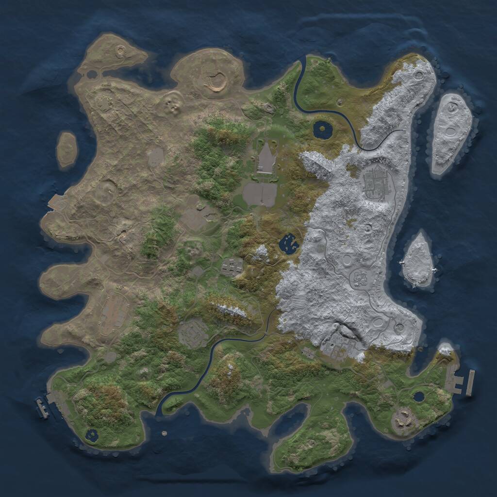 Rust Map: Procedural Map, Size: 3850, Seed: 121009554, 16 Monuments