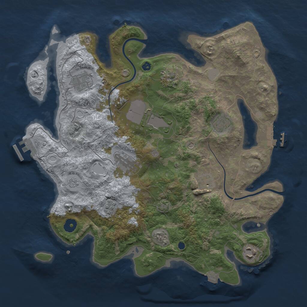 Rust Map: Procedural Map, Size: 3500, Seed: 865313974, 14 Monuments