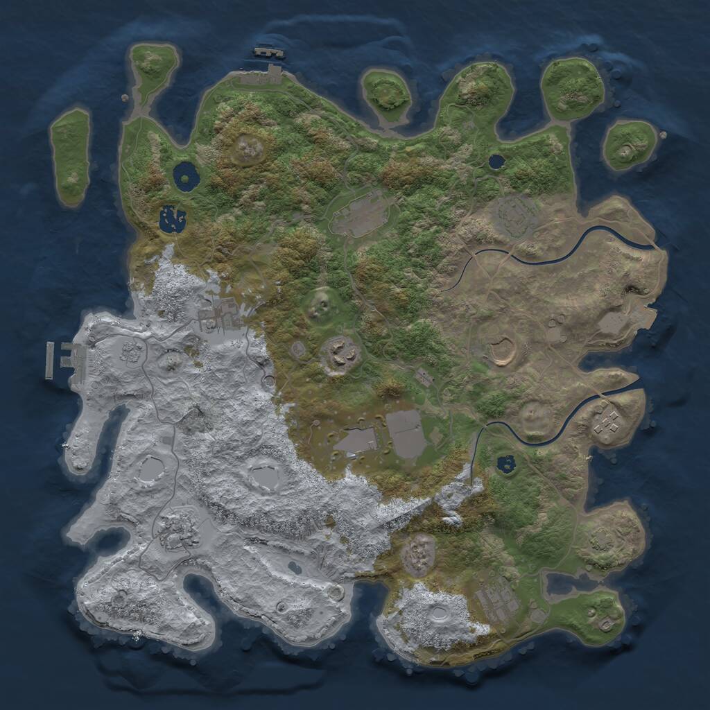 Rust Map: Procedural Map, Size: 3800, Seed: 2145411645, 16 Monuments