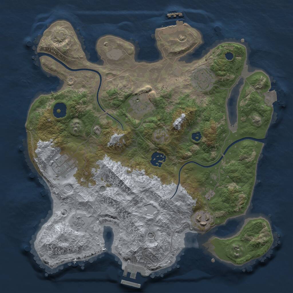 Rust Map: Procedural Map, Size: 3000, Seed: 258520557, 11 Monuments