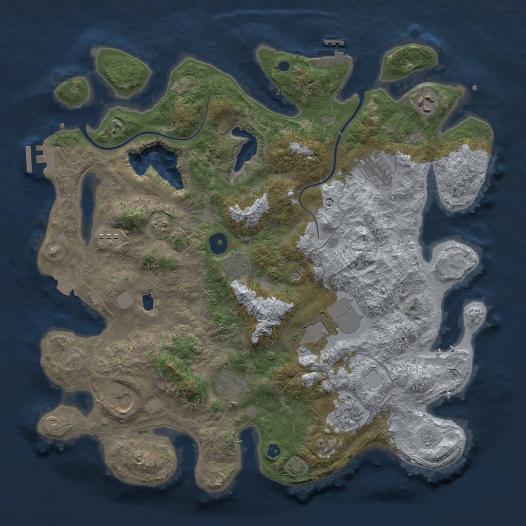 Rust Map: Procedural Map, Size: 4000, Seed: 1492093389, 14 Monuments