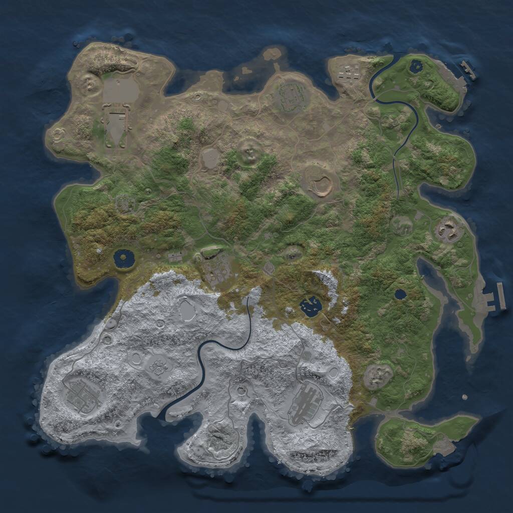 Rust Map: Procedural Map, Size: 3800, Seed: 845946328, 15 Monuments