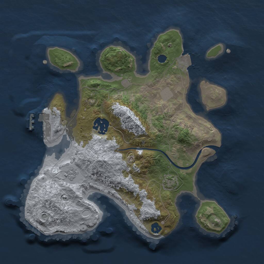 Rust Map: Procedural Map, Size: 2500, Seed: 1339552818, 5 Monuments