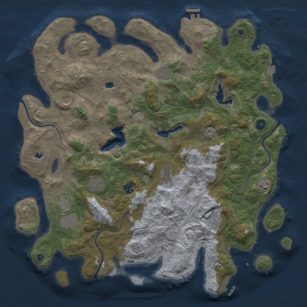 Rust Map: Procedural Map, Size: 4500, Seed: 1955245612, 15 Monuments