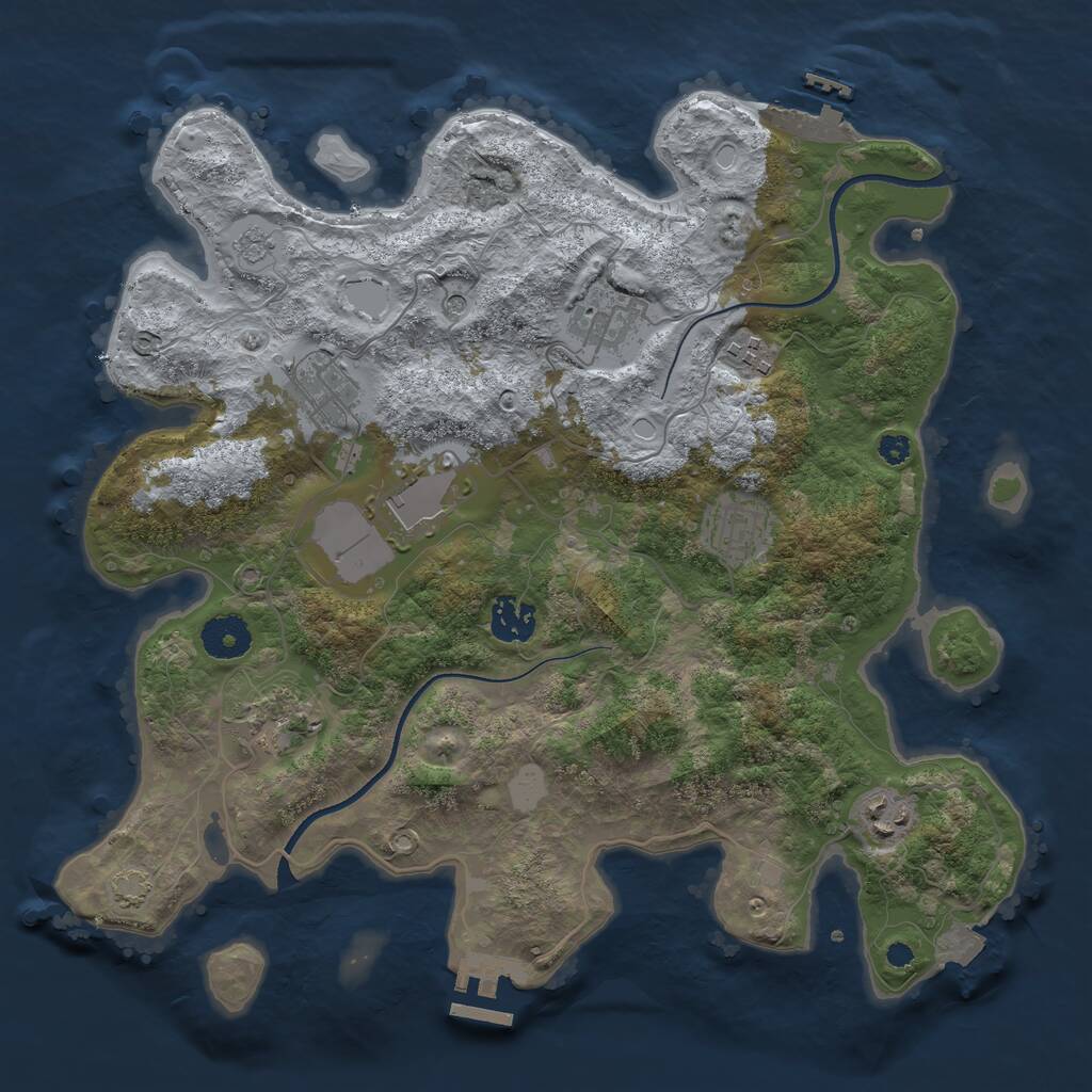 Rust Map: Procedural Map, Size: 3500, Seed: 717839913, 14 Monuments