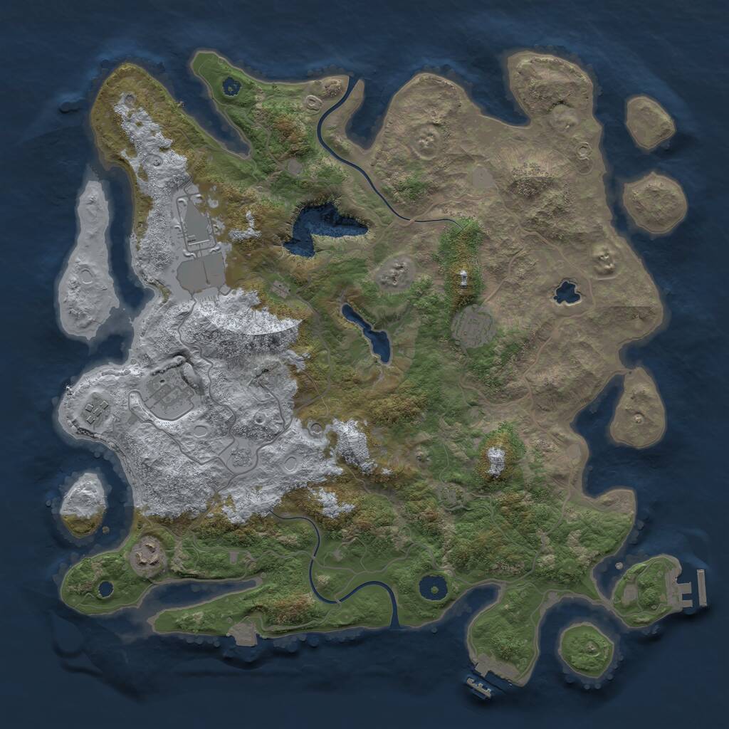 Rust Map: Procedural Map, Size: 4000, Seed: 434573368, 11 Monuments