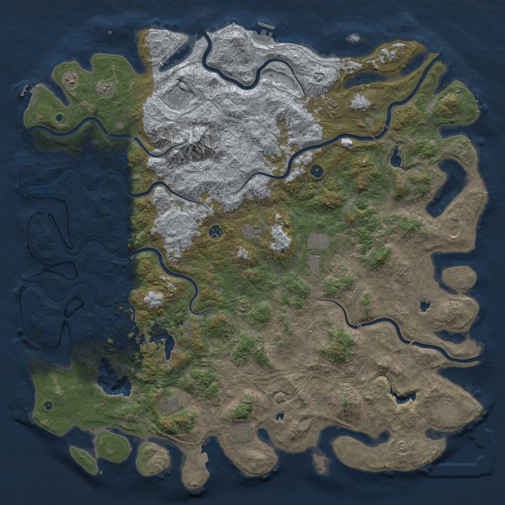 Rust Map: Procedural Map, Size: 6000, Seed: 1672800259, 17 Monuments