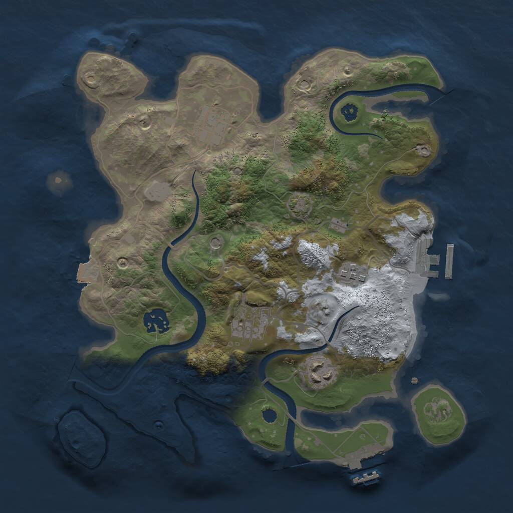 Rust Map: Procedural Map, Size: 3000, Seed: 6531849, 10 Monuments