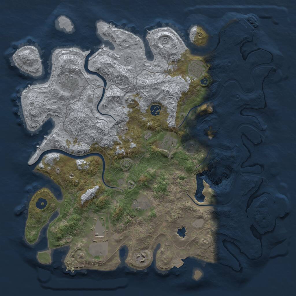 Rust Map: Procedural Map, Size: 4000, Seed: 572345168, 14 Monuments