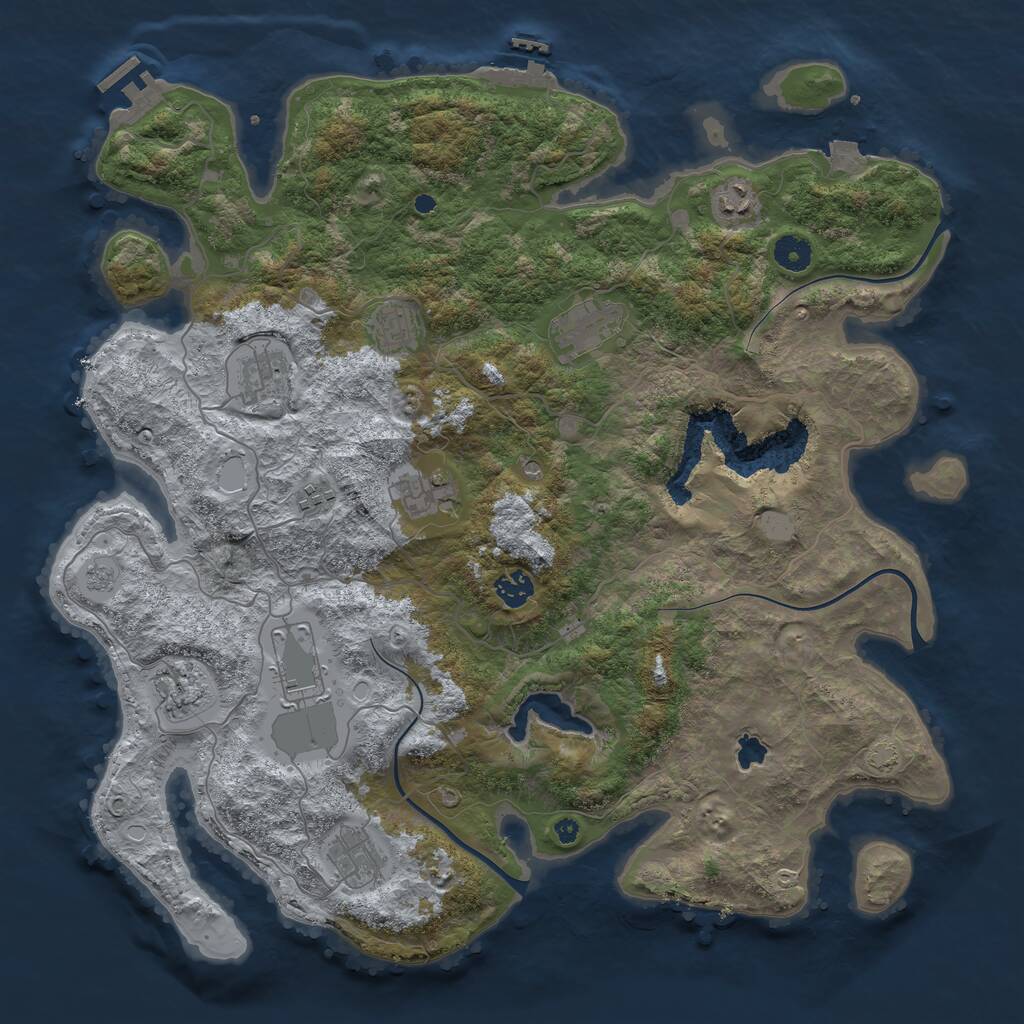 Rust Map: Procedural Map, Size: 4200, Seed: 1909075143, 16 Monuments
