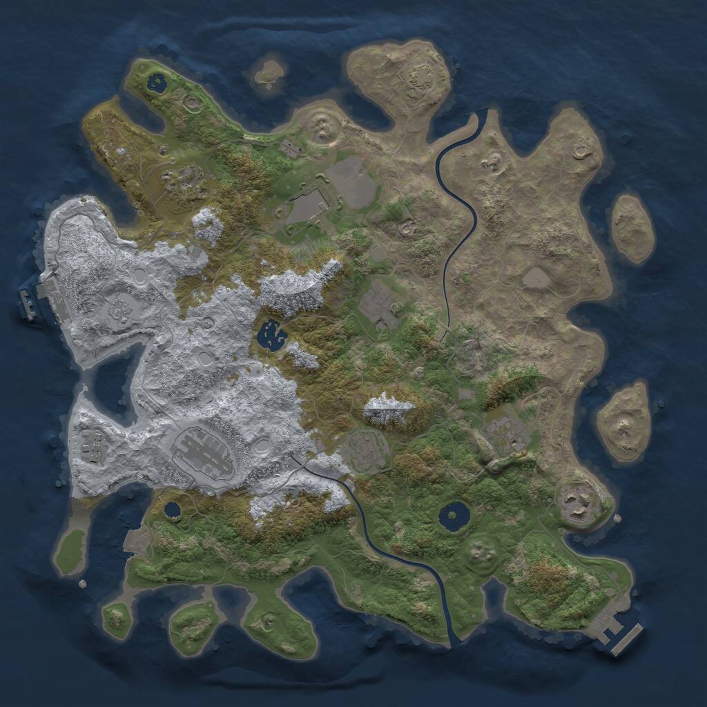Rust Map: Procedural Map, Size: 3600, Seed: 5060, 14 Monuments
