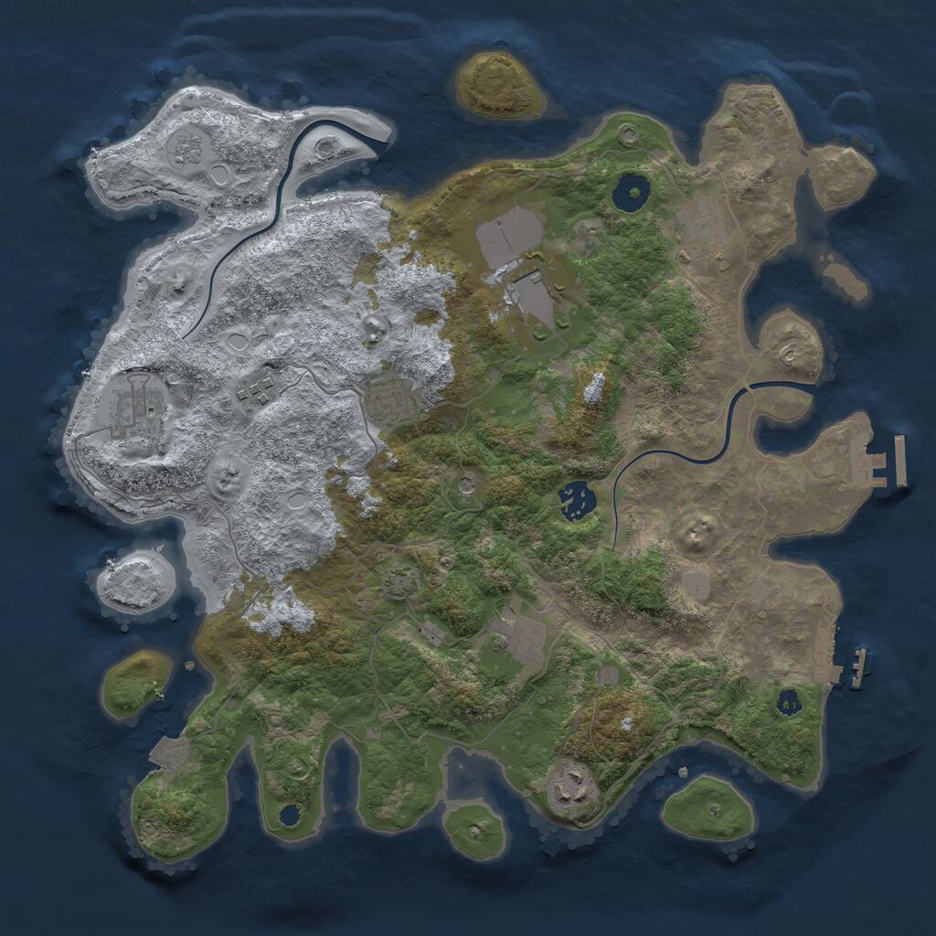 Rust Map: Procedural Map, Size: 3700, Seed: 878321616, 14 Monuments