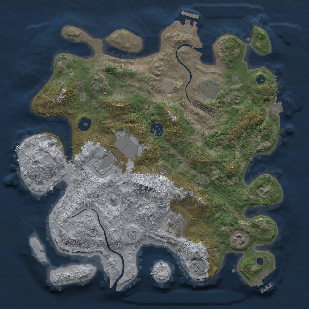 Rust Map: Procedural Map, Size: 3500, Seed: 93211067, 13 Monuments
