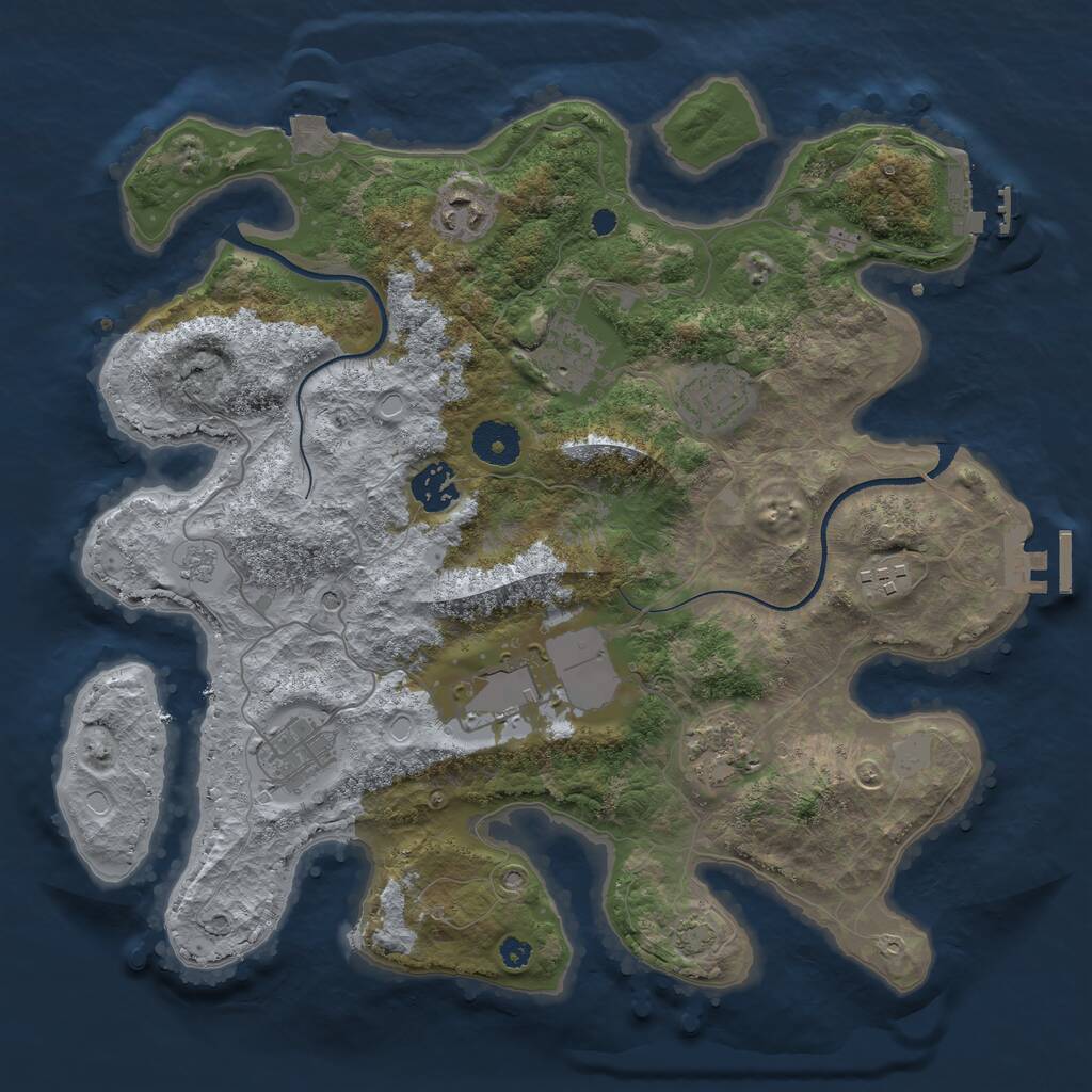 Rust Map: Procedural Map, Size: 3500, Seed: 13320869, 14 Monuments