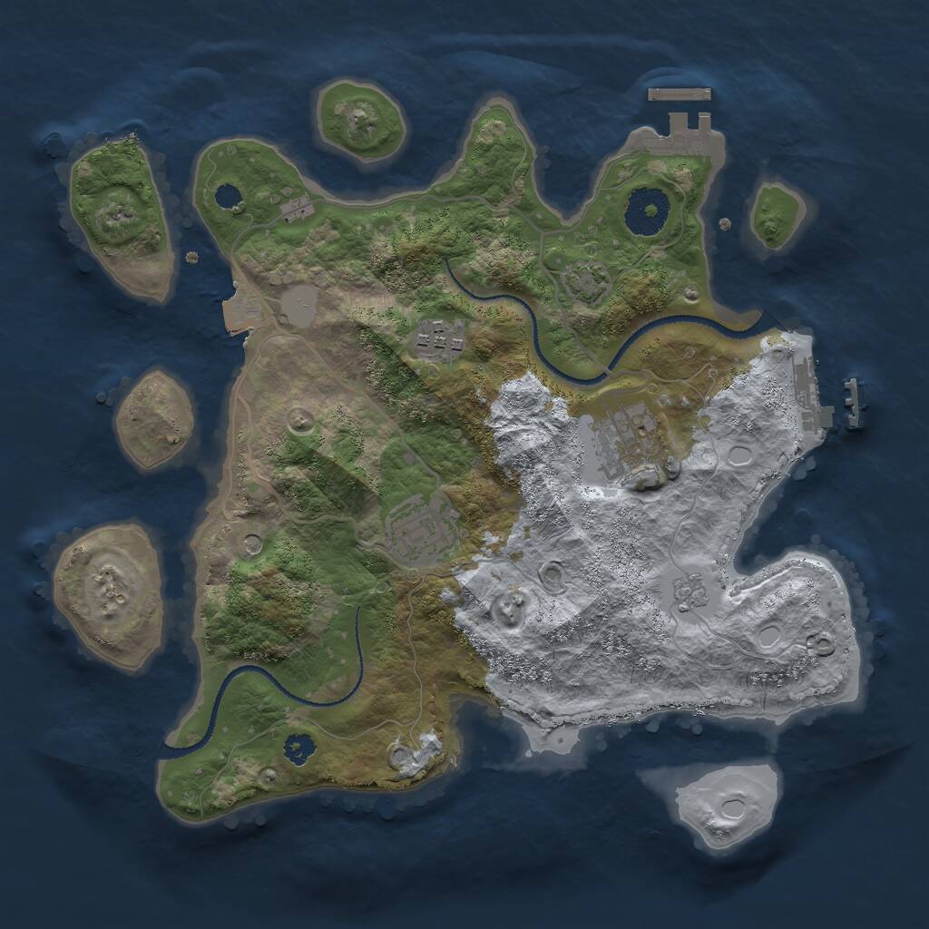Rust Map: Procedural Map, Size: 3000, Seed: 1895715781, 9 Monuments