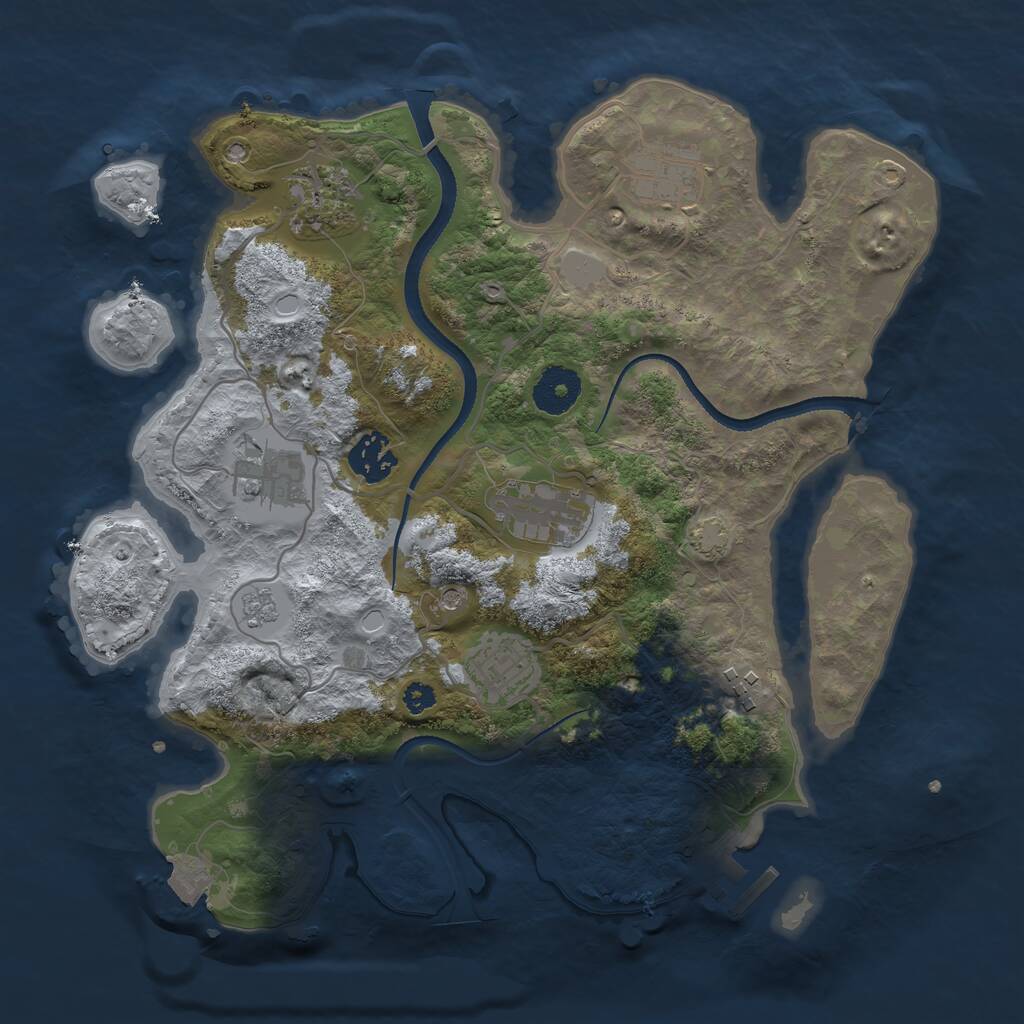 Rust Map: Procedural Map, Size: 3250, Seed: 213309658, 12 Monuments