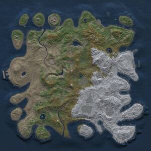 Thumbnail Rust Map: Procedural Map, Size: 4000, Seed: 18438969, 13 Monuments