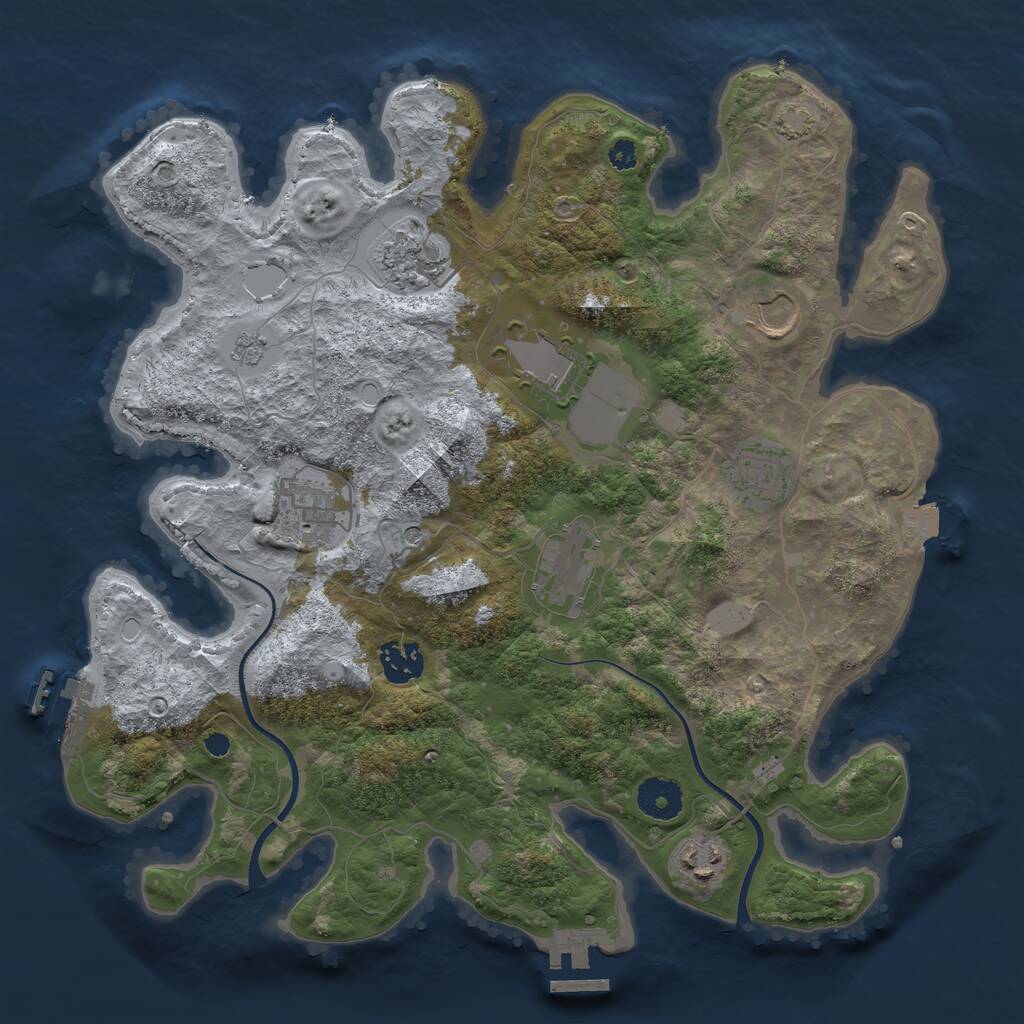 Rust Map: Procedural Map, Size: 3500, Seed: 20032025, 14 Monuments