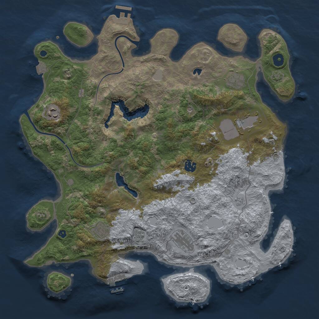 Rust Map: Procedural Map, Size: 4000, Seed: 1925761884, 13 Monuments