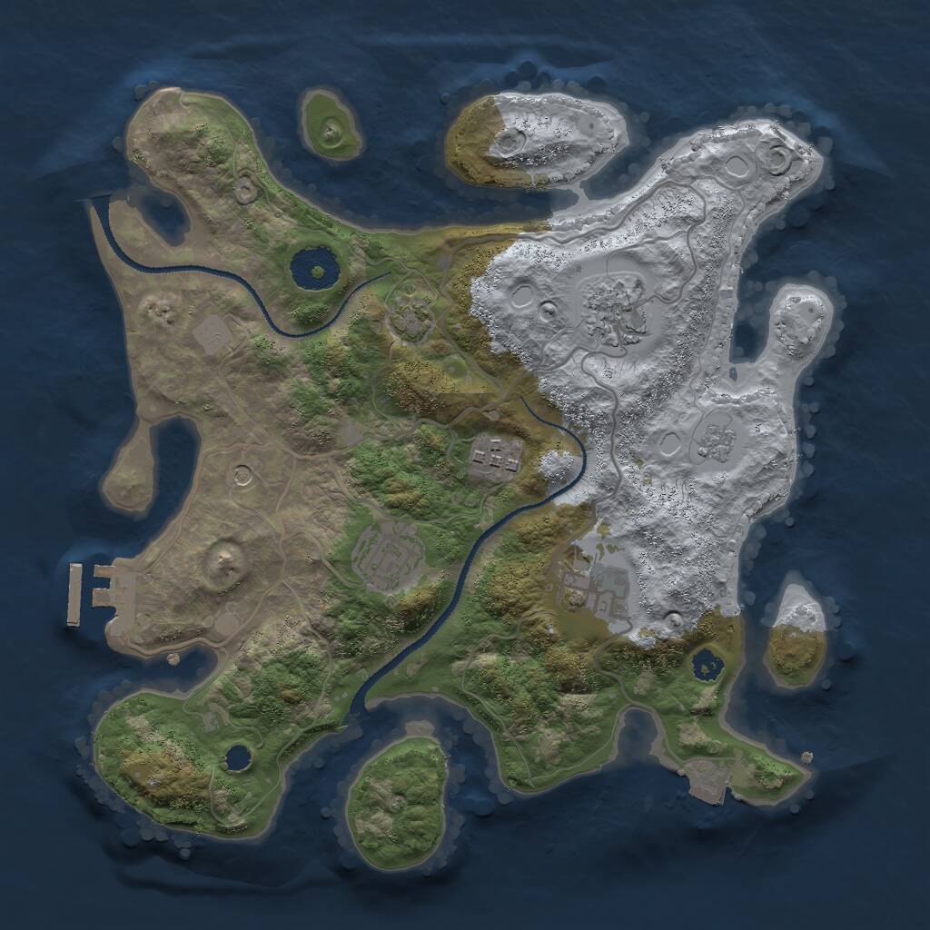 Rust Map: Procedural Map, Size: 3000, Seed: 569565697, 9 Monuments