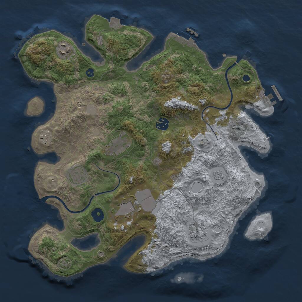 Rust Map: Procedural Map, Size: 3500, Seed: 2102112, 13 Monuments