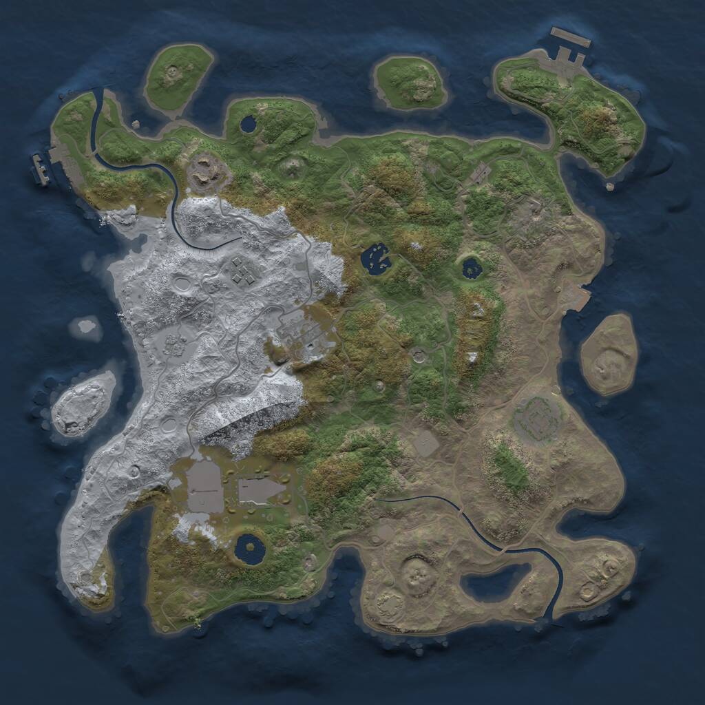 Rust Map: Procedural Map, Size: 3500, Seed: 1723952377, 12 Monuments