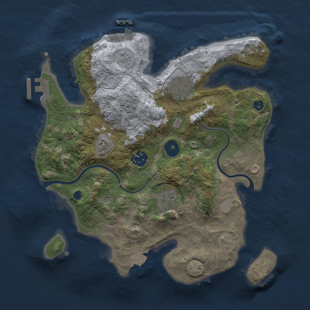 Rust Map: Procedural Map, Size: 3000, Seed: 1147663409, 10 Monuments