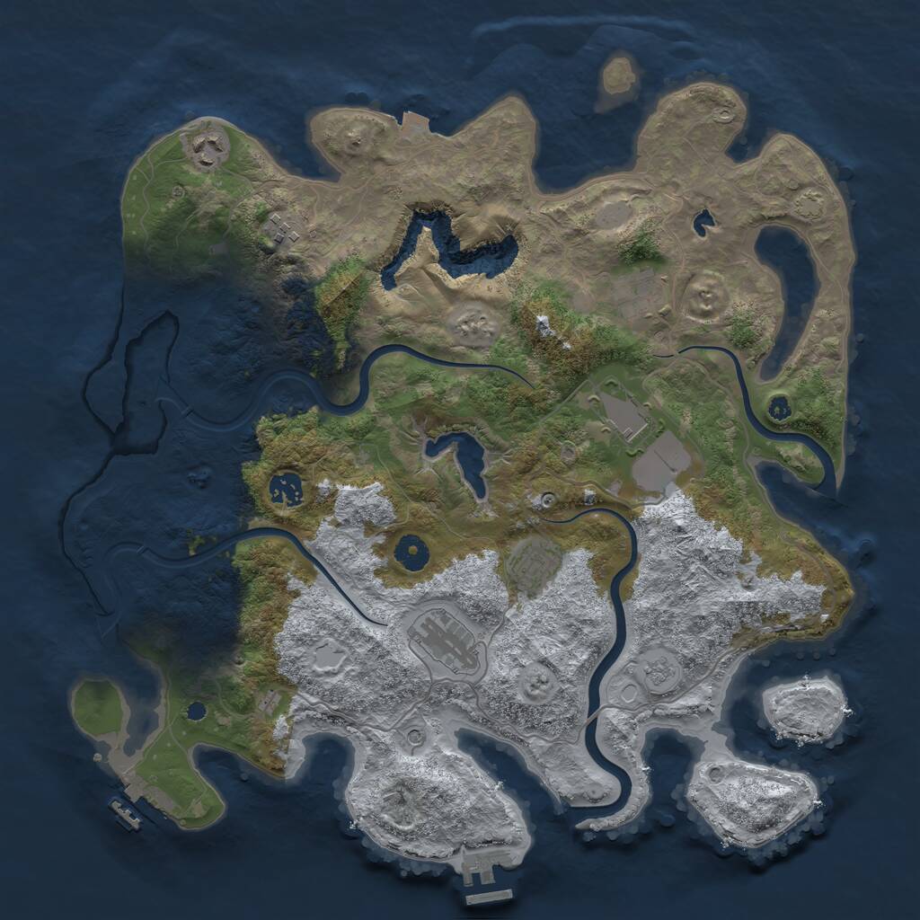 Rust Map: Procedural Map, Size: 4000, Seed: 1857521623, 13 Monuments
