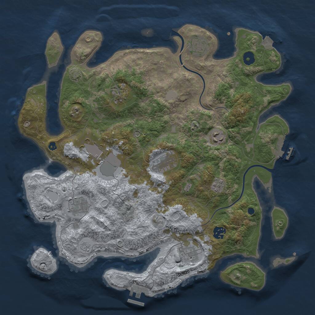 Rust Map: Procedural Map, Size: 3750, Seed: 1442054026, 15 Monuments