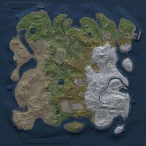 Thumbnail Rust Map: Procedural Map, Size: 3500, Seed: 231351100, 14 Monuments