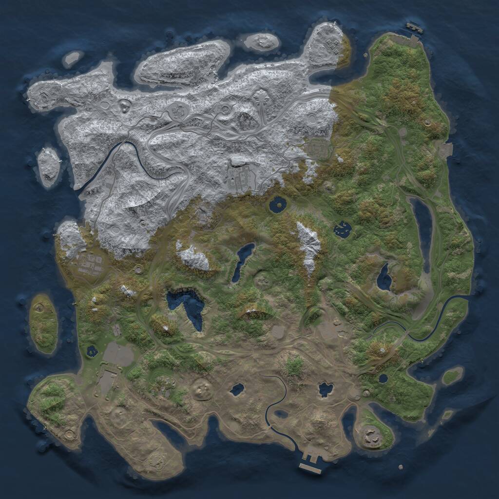 Rust Map: Procedural Map, Size: 4500, Seed: 65743, 15 Monuments