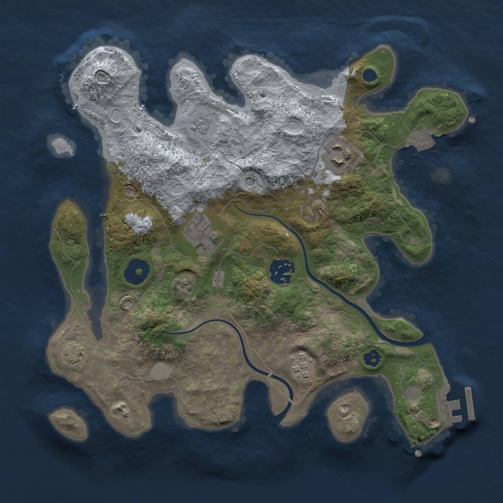 Rust Map: Procedural Map, Size: 3000, Seed: 105952048, 9 Monuments