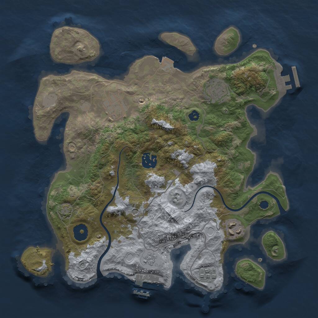Rust Map: Procedural Map, Size: 3000, Seed: 1350923506, 11 Monuments