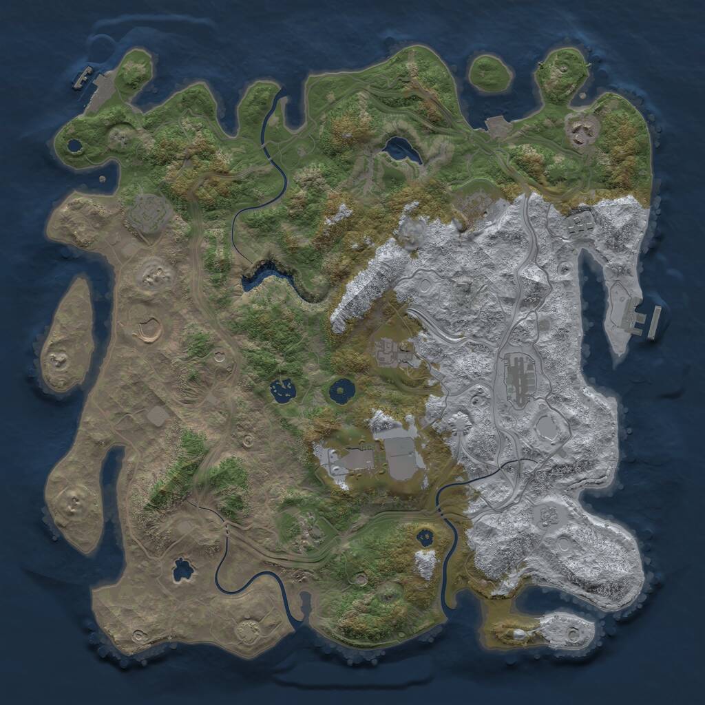 Rust Map: Procedural Map, Size: 4250, Seed: 442169400, 16 Monuments