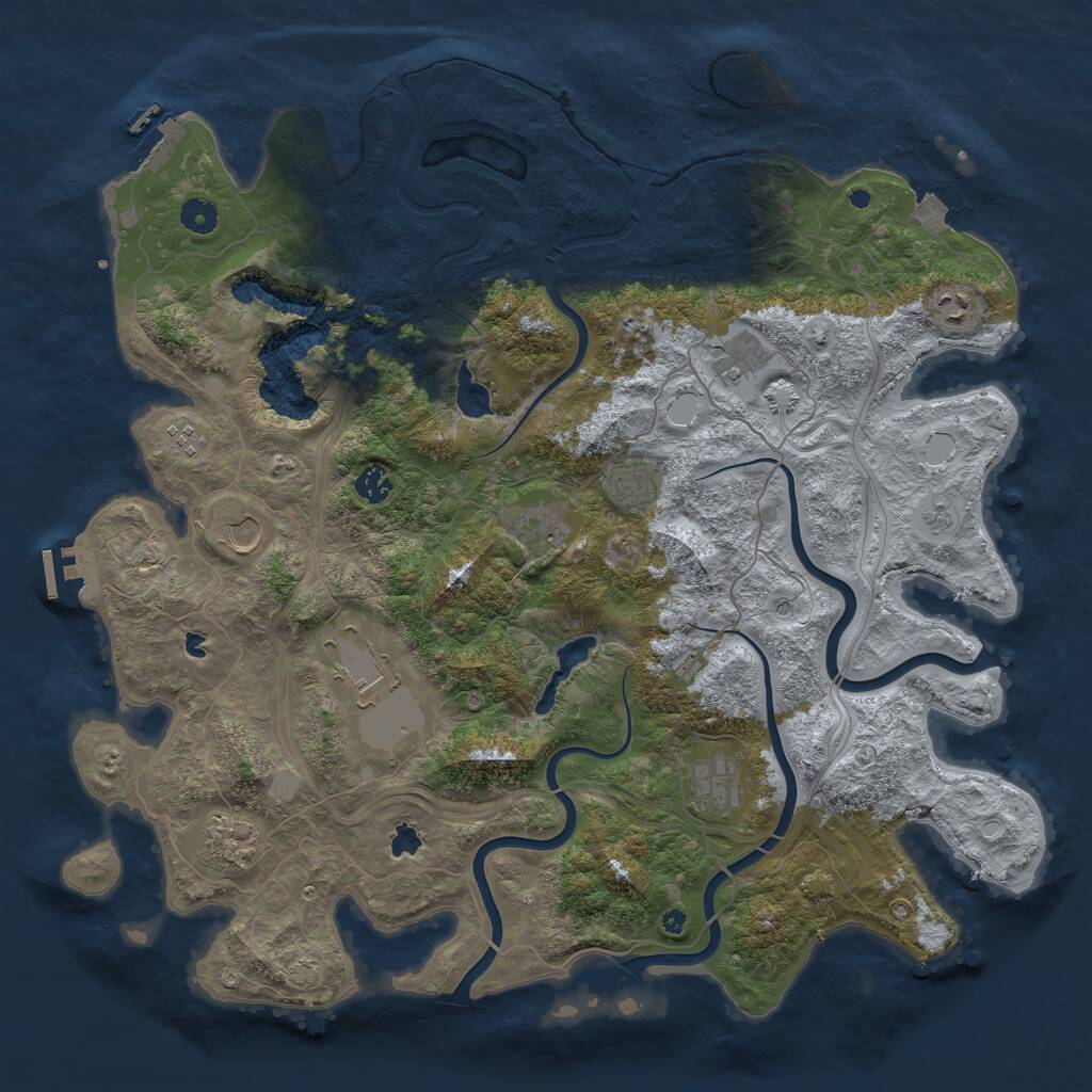 Rust Map: Procedural Map, Size: 4500, Seed: 429042198, 16 Monuments
