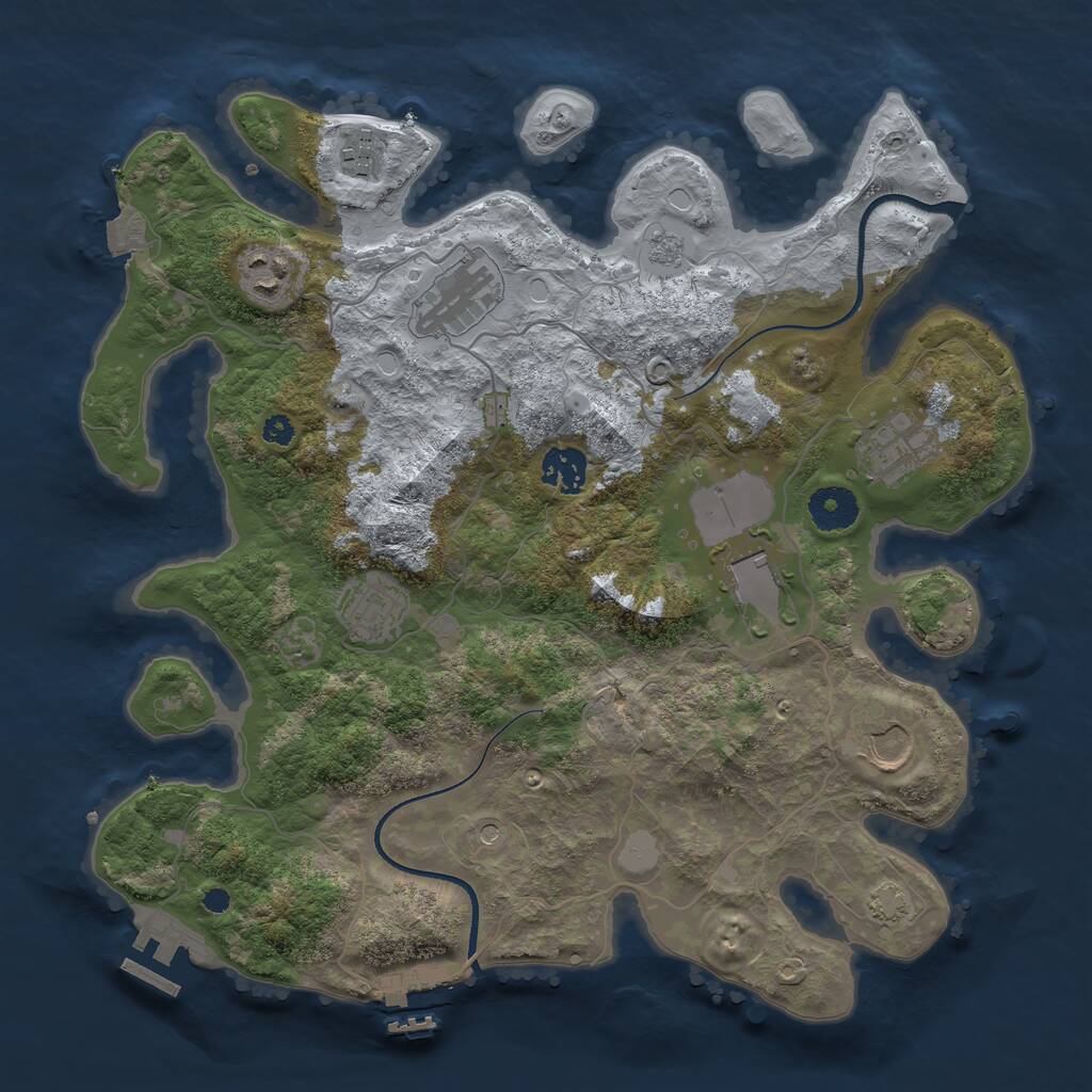 Rust Map: Procedural Map, Size: 3500, Seed: 710726625, 14 Monuments