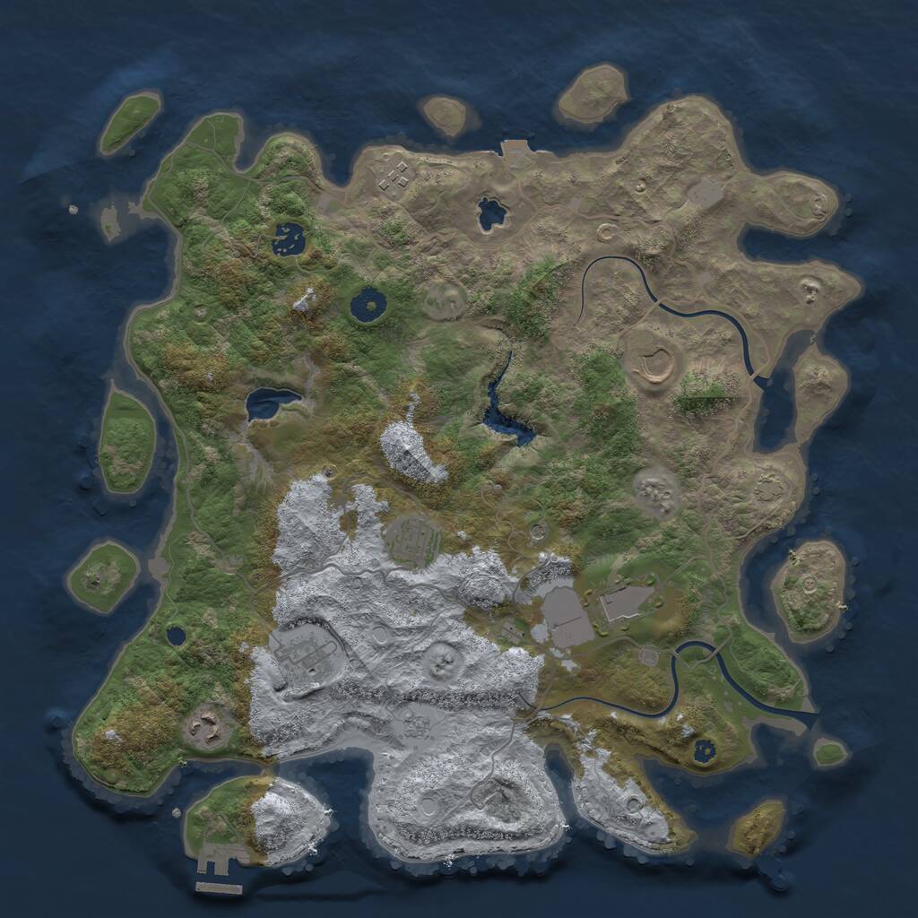 Rust Map: Procedural Map, Size: 4000, Seed: 1040253641, 12 Monuments