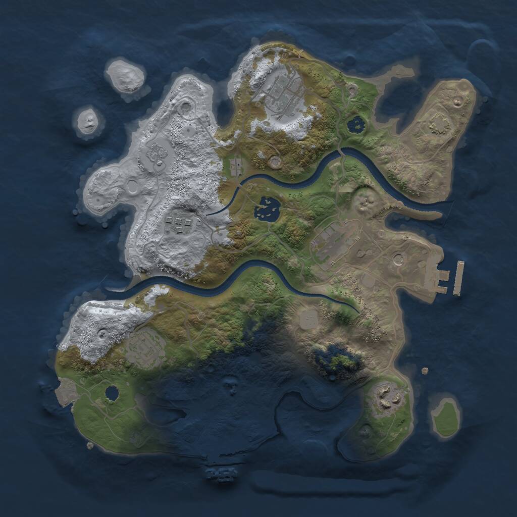 Rust Map: Procedural Map, Size: 3000, Seed: 1998095321, 12 Monuments